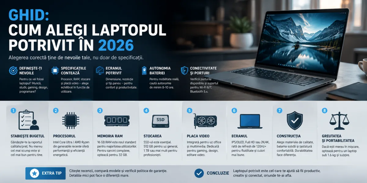Ghid: cum alegi laptopul potrivit în 2026